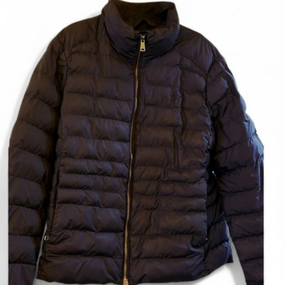 Polo Ralph Lauren Black Lightwight Packable Puffer Jacket Gold-tone Zipper L - Picture 13 of 16